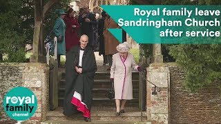 Queen and royal family depart Sandringham Church after Christmas Day service [upl. by Drofla417]