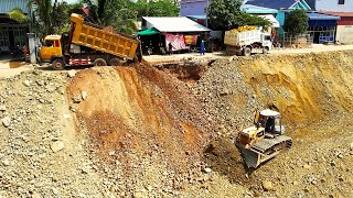 Great Team Work Experience Skill Operator Processing With Excavators Bulldozers And Dump Truck [upl. by Savihc]