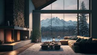 Modern Mountain Chalet  Cozy Fireplace Ambiance with Snow [upl. by Spada]