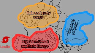 Storms affecting Europe now and more systems next week in Europe Temperatures also fluctuating [upl. by Netsirk]