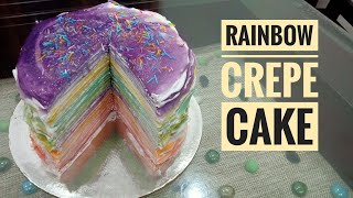 crepe cakeRainbow crepe cakesuper crepe cake recipe in Malayalamno oven [upl. by Dominik]