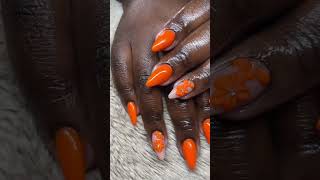 Orange nails with 3d flower youtubechamps discovermyafrica pullupyoshorts [upl. by Stoeber]