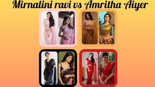 Mirnalini ravi vs Amritha Aiyer in same colour sarees 🥰 please likesubscribe my channel 😍🥰 [upl. by Lerud805]