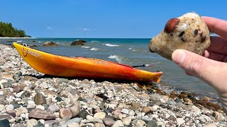 Lake Huron Puddingstone Hunting by Kayak [upl. by Annauqaj]