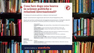 Cosa fare dopo una laurea in scienze politiche e relazioni internazionali [upl. by Howzell]