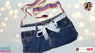 🔴Cómo hacer un BOLSO JUVENIL con jeans reutilizable [upl. by Sackey759]