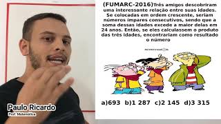 QUESTÕES RESOLVIDAS de CONCURSO banca fumarc Matemática [upl. by Wiskind]