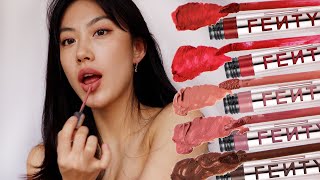 NEW Fenty Beauty Icon Velvet Liquid Lipstick  Swatches  Demo [upl. by Schilit85]