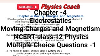 Chapter 4 Moving Charges and Magnetism NCERT class 12 Physics MCQ practice PhysicsCoachMCQ [upl. by Arathorn830]