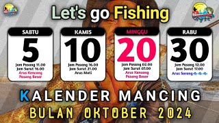 KALENDER MANCING BULAN OKTOBER 2024  JADWAL PASANG SURUT AIR LAUT 2024 [upl. by Koeninger]