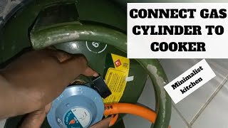 HOW TO connect COOKING gas cylinder to the COOKER  Connecting gas regulator to cooker [upl. by Rabbaj]