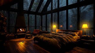 Midnight Calm 🕯 Fireplace and Rain Outside for the Perfect Cozy Night [upl. by Netram641]