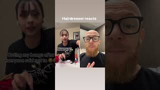 Hairdresser reacts to a DIY bang cut [upl. by Hemetaf]