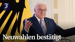 Steinmeier bestätigt Zeitplan für Neuwahlen [upl. by Trilly]