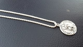 Sterling Silver Popcorn Chain 925 With St Christopher Pendant 925 [upl. by Htenek534]