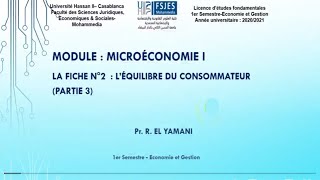 Microéconomie S1  Léquilibre du Consommateur [upl. by Adolph967]