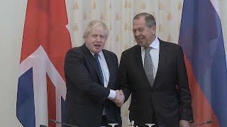 Boris Johnson and Sergei Lavrov clash in Moscow [upl. by Eilata]