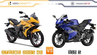 Hero Xtreme 200S 4v 🆚 R15 S Comparison  Mileage  Top Speed  Price  Bike Informer [upl. by Ahsinam]