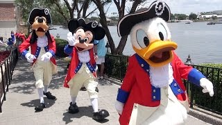 Patriotic Mickey Donald Goofy Chip amp Dale Meet at Epcot on Fourth of July 2016 [upl. by Ynamad446]