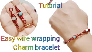 Easy wire wrapping charm bracelet diy wrapping bracelet making tutorial forbeginners [upl. by Onfre401]