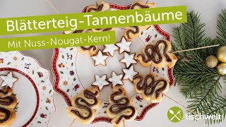 BlätterteigTannenbäume mit NussNougat 🎄  Schnelles WeihnachtsgebäckRezept  Einfach amp Lecker [upl. by Gradeigh781]