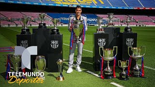 Suárez posa con su familia y amigos en su despedida del Camp Nou  Telemundo Deportes [upl. by Nioe234]