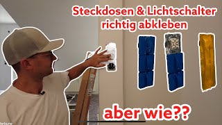 Steckdosen und Lichtschalter richtig abkleben vor dem Streichen Malerarbeiten 4K [upl. by Aleda]