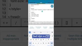 Font style in CSS ctutorialbynaziasohail [upl. by Akselaw]