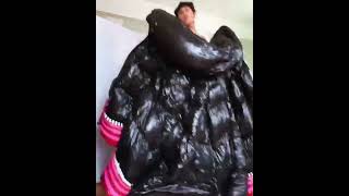 Black long down puffy coat with a hood Moncler long down jacket Длинный пуховик Moncler [upl. by Toby49]