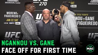 Francis Ngannou vs Ciryl Gane First Face Off  UFC 270 Press Conference [upl. by Yorker]