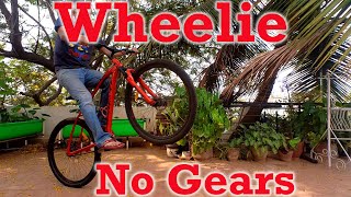 How To Wheelie a Gearless Cycle  Wheelie in cycle without gears  Ajs cycling Vlog [upl. by Auhsot255]