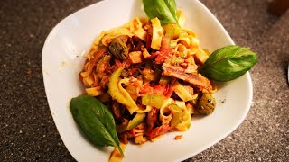 Tagliatelle mit Thunfisch amp Steinpilzen ein Genuss   Kochen mit Tom [upl. by Nylkaj]