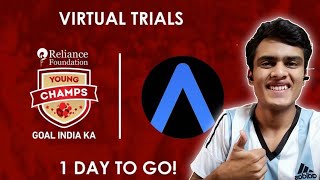 RELIANCE FOUNDATION YOUNG CHAMPS FOOTBALL TRIAL  AISCOUT APP  RFYS TRIAL 2021  ONLINE TRIAL RFYS [upl. by Halli]