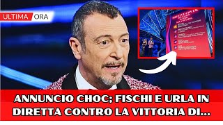 Sanremo 2024 protesta del pubblico in diretta fischi e Urla contro la vittoria a sorpresa poco fa [upl. by Dilly]