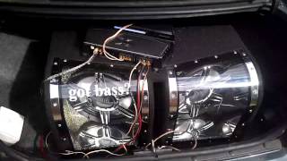 Dual subwoofers in a bandpass box on a Sony xplod [upl. by Vinia]