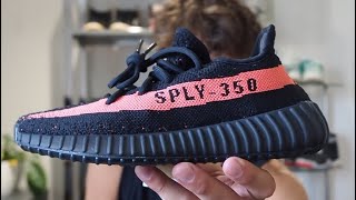 Yeezy 350 Core Black Red 2024 Restock Review [upl. by Eicnahc]