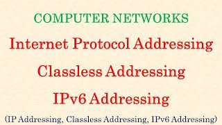 IPv4 Addressing  Classless Addressing  IPv6 Addressing [upl. by Zigrang]