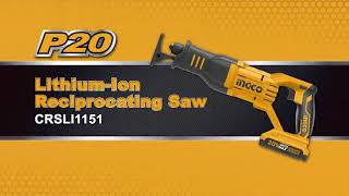 Ingco CRSLI1151 20V Li Ion Cordless Reciprocating Saw [upl. by Anelegna40]