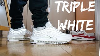 AIR MAX 97 TRIPLE WHITE ✅Review amp On feet [upl. by Sherr]