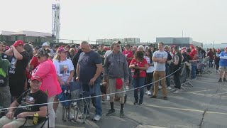 Supporters gather as former President Donald Trump set to host rally at Resch Center in Ashwaubenon [upl. by Yeliak]