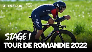 Tour of Romandie 2022  Stage 1 Highlights  Cycling  Eurosport [upl. by Linzy52]