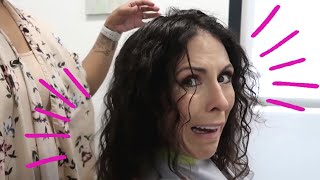 Curly Hair Salon HAIRCUT TRANSFORMATION my first devacut [upl. by Kanter]