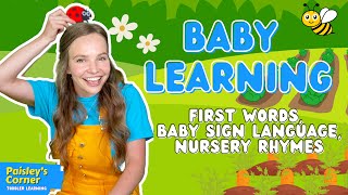 First Words for Babies  Baby Sign Language Body Parts amp Nursery Rhymes  Baby Learning Videos [upl. by Aicinoid]