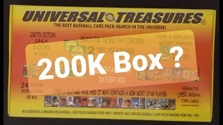 200K BOX  2013 UNIVERSAL TREASURES BASEBALL BOX  SEARCHING FOR THE TWO 1952 TOPPS WAX PACKS MANTLE [upl. by Felicidad309]