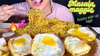 🔥EATING ASMR MASALA MAGGIE SUNNY SIDE UP 4 mukbang biggbites asmefood [upl. by Nrubloc]