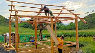 Build a new wooden house frame and assemble the roof Part 3 [upl. by Delmar]