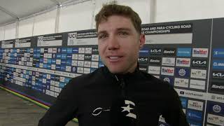 Marc Hirschi  Interview at the finish  World Championships Road Race Zürich 2024 [upl. by Dona430]