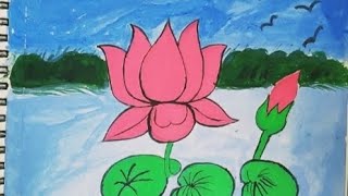 Lotus sketch  Arcyclic Painting [upl. by Aiksa34]