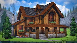 Minecraft Cozy Wooden Cabin Tutorial [upl. by Eirrol]