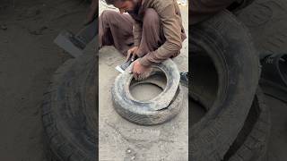 Tyre Cutting Handmade Techniques Process [upl. by Tnomal]